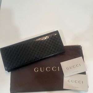 Gucci Black Micro-guccissima Patent Leather Clutch